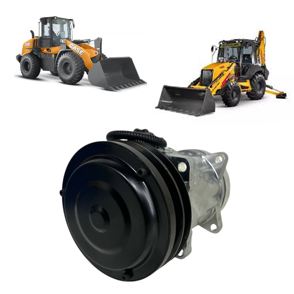 COMPRESSOR 7H15 MAQUINA CASE / NEW HOLLAND ORELHA CANAL 2A SAIDA 12/12 HORIZONTAL 12V RC.600.175