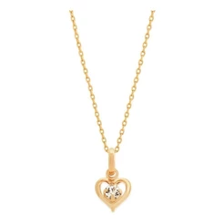 Colar Rommanel Banhado Ouro Coraçao Vazado Cristal K55 Dourado