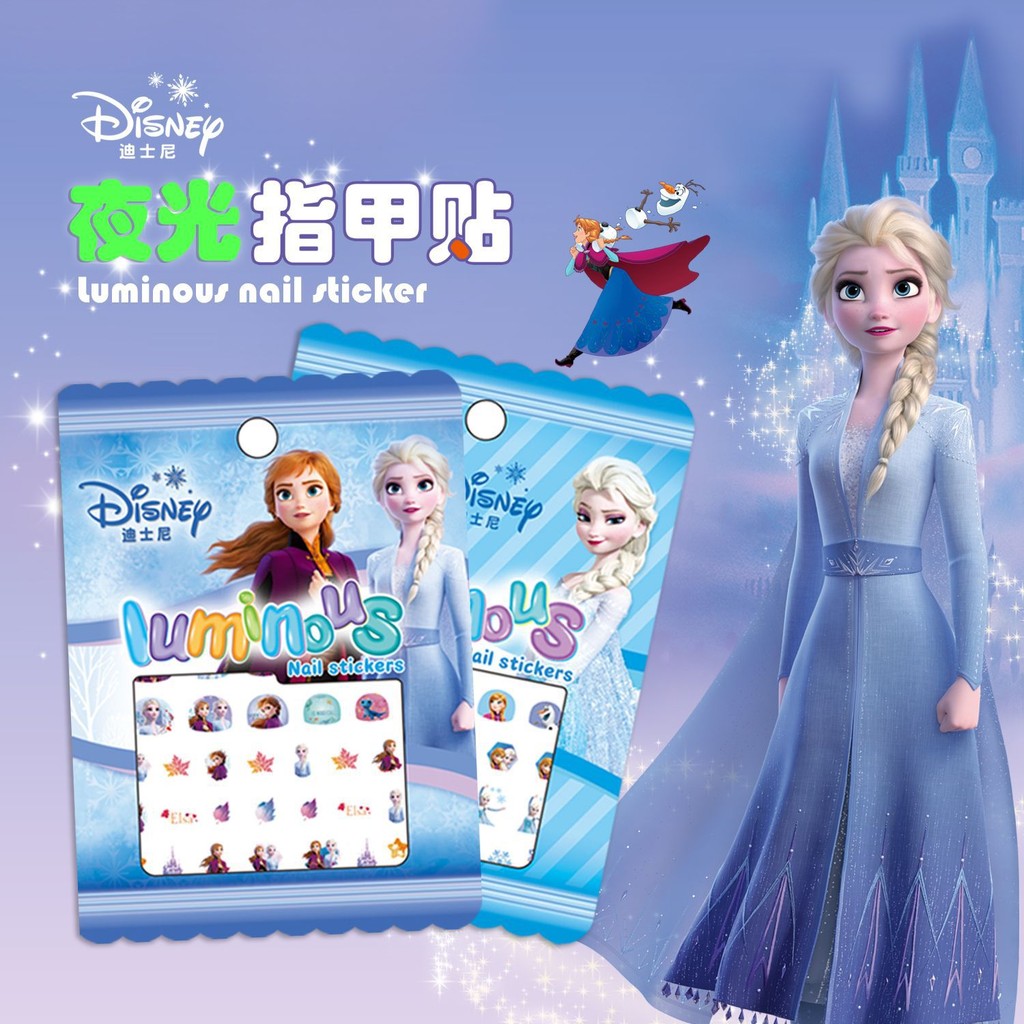 Adesivo De Unhas Infantil Ice and Snow Adventure Cartoon Elsa Nail Sticker