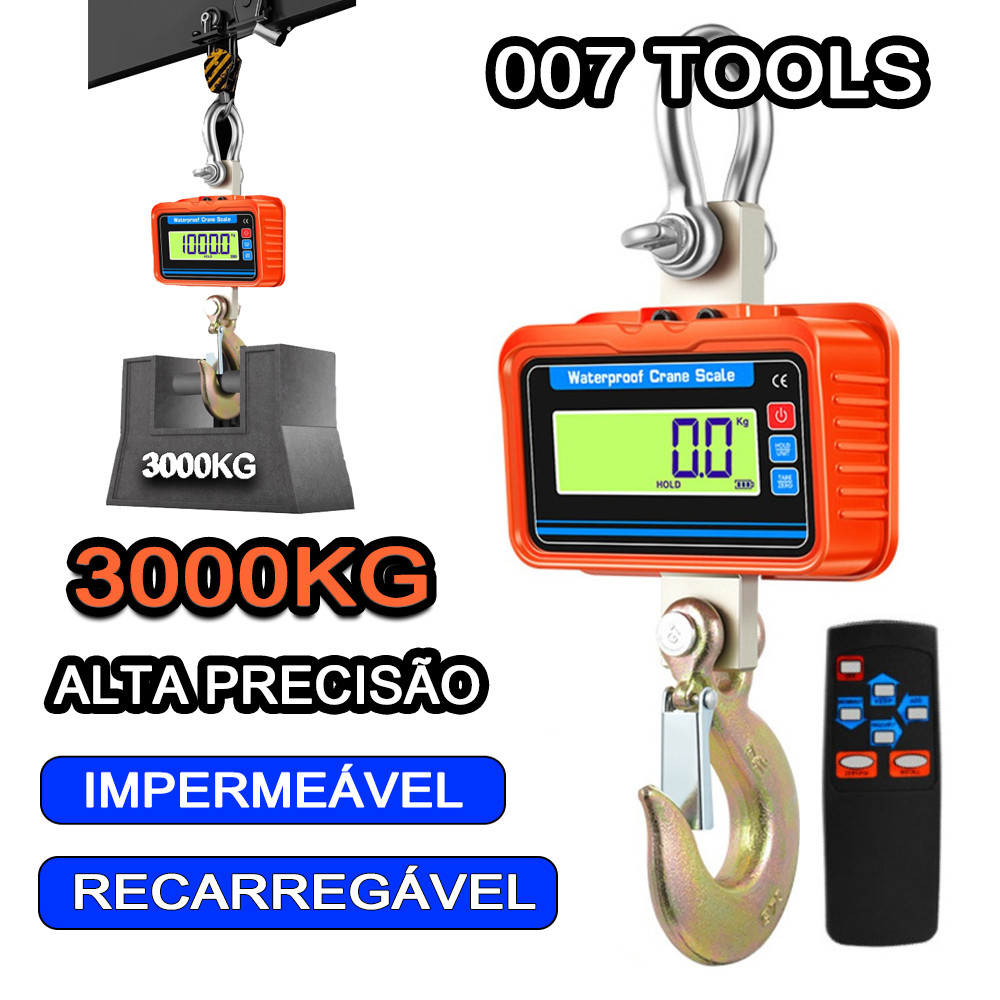Display LCD Digital Balança Crance De 3000 Kg Guindaste De Gancho Eletrônico Portátil Para Serviço Pesado Medidor De Pes