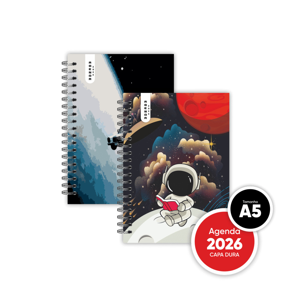 Agenda ESPAÇO 2026 Datada 2 dias por página A5 Capa Dura Wire-O com Calendário e Dados Pessoais em Oferta na Shopee