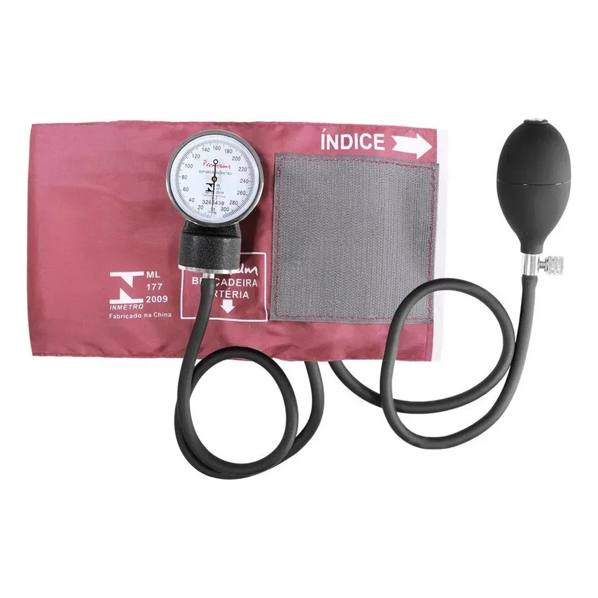 Aparelho De Pressão Arterial Manual Esfigmomanômetro Premium Cor Vinho