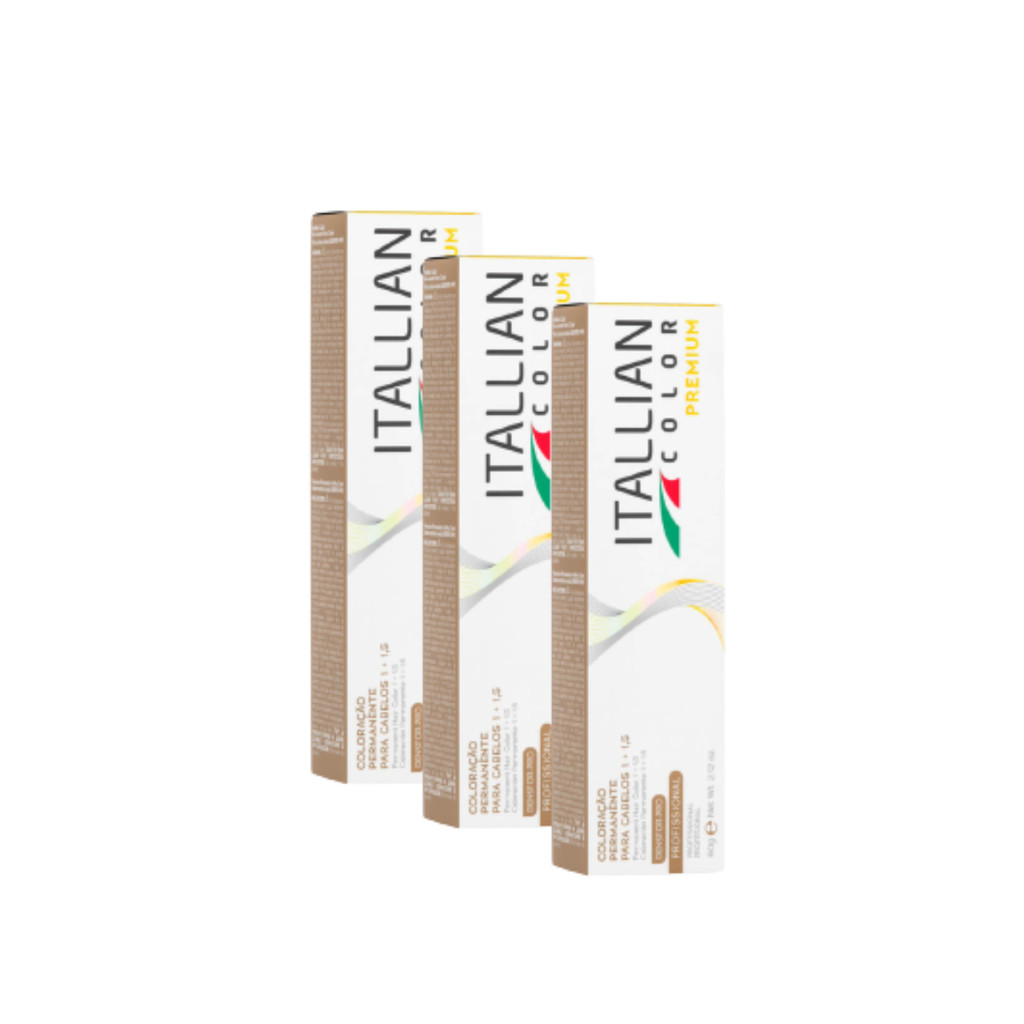 Kit 03 Tinta Para Cabelo Louro Escuro 6.0 Itallian Color Premium