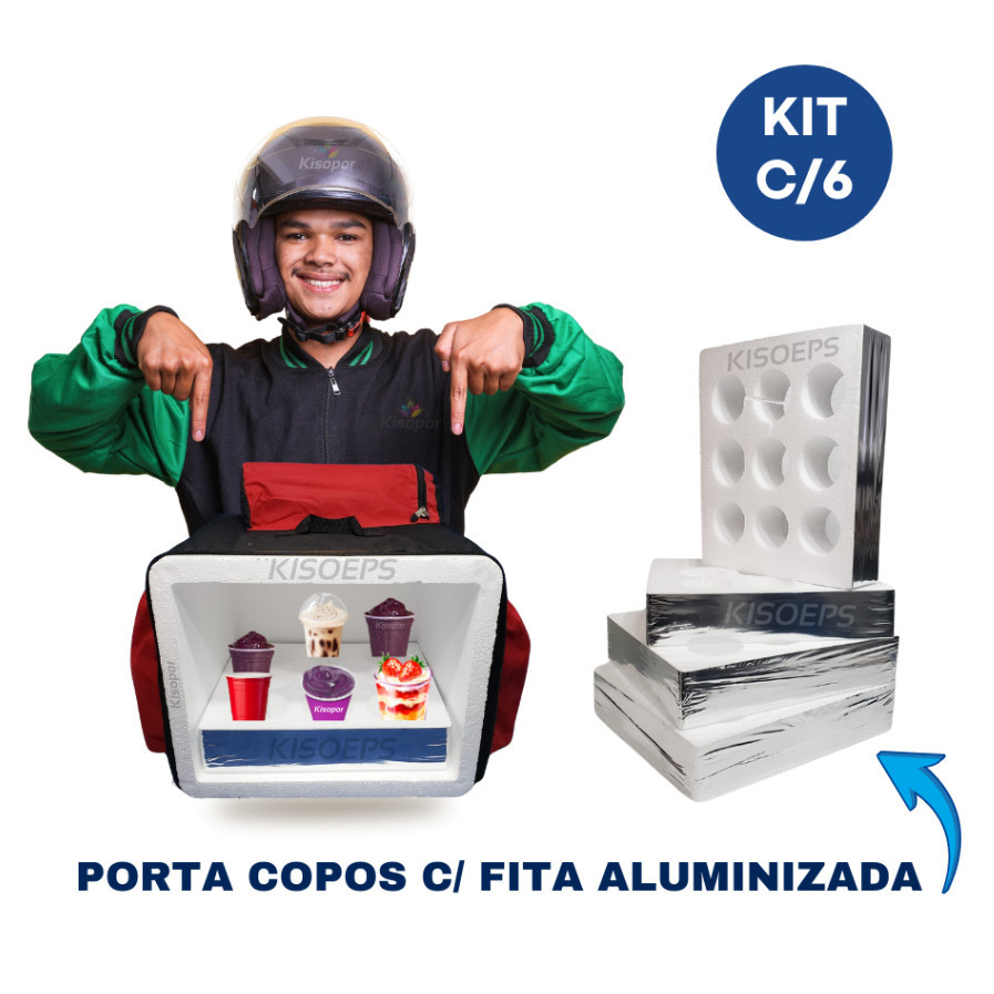 6 Porta copos açai delivery motoboy ifood bag adega suporte para bebida sobremesa colmeia isopor eps em Oferta na Shopee