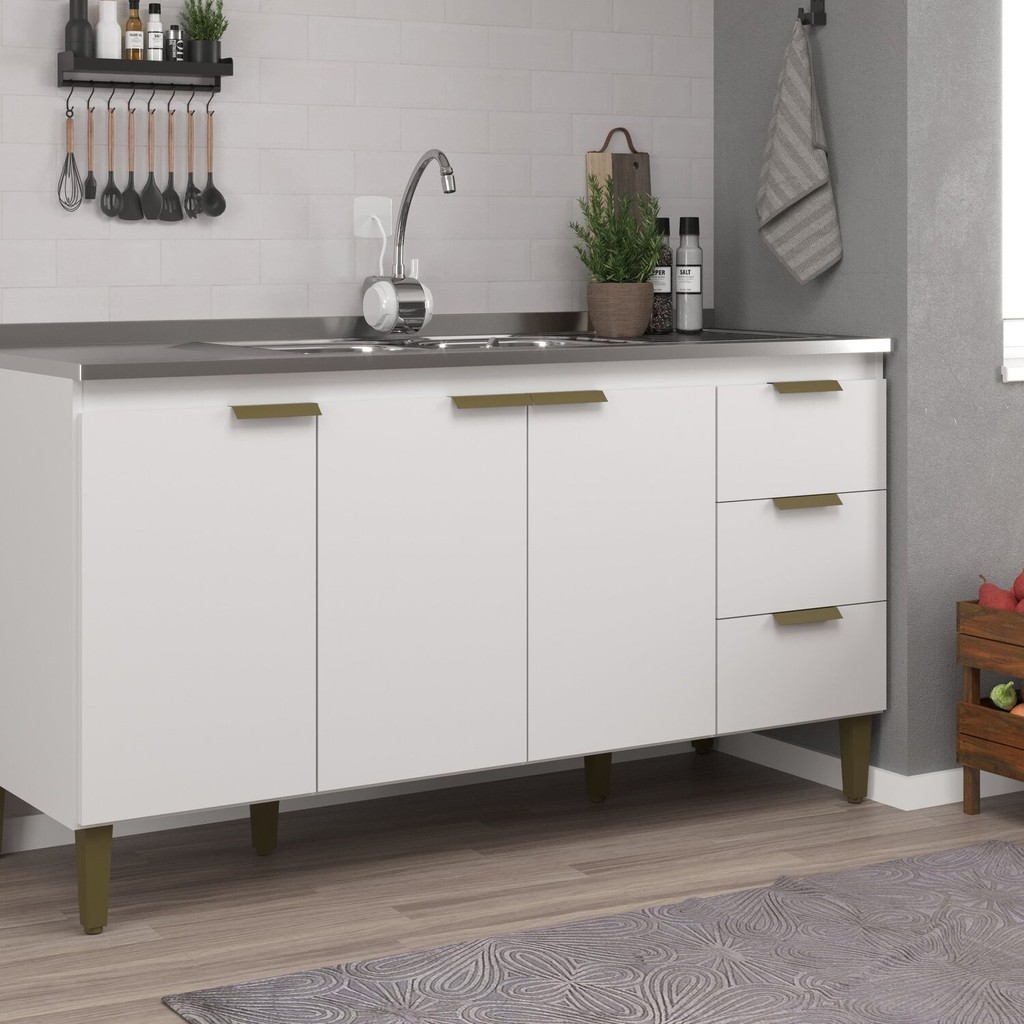 Balcão de Pia para Cozinha 3 Portas 3 Gavetas em Oferta na Shopee