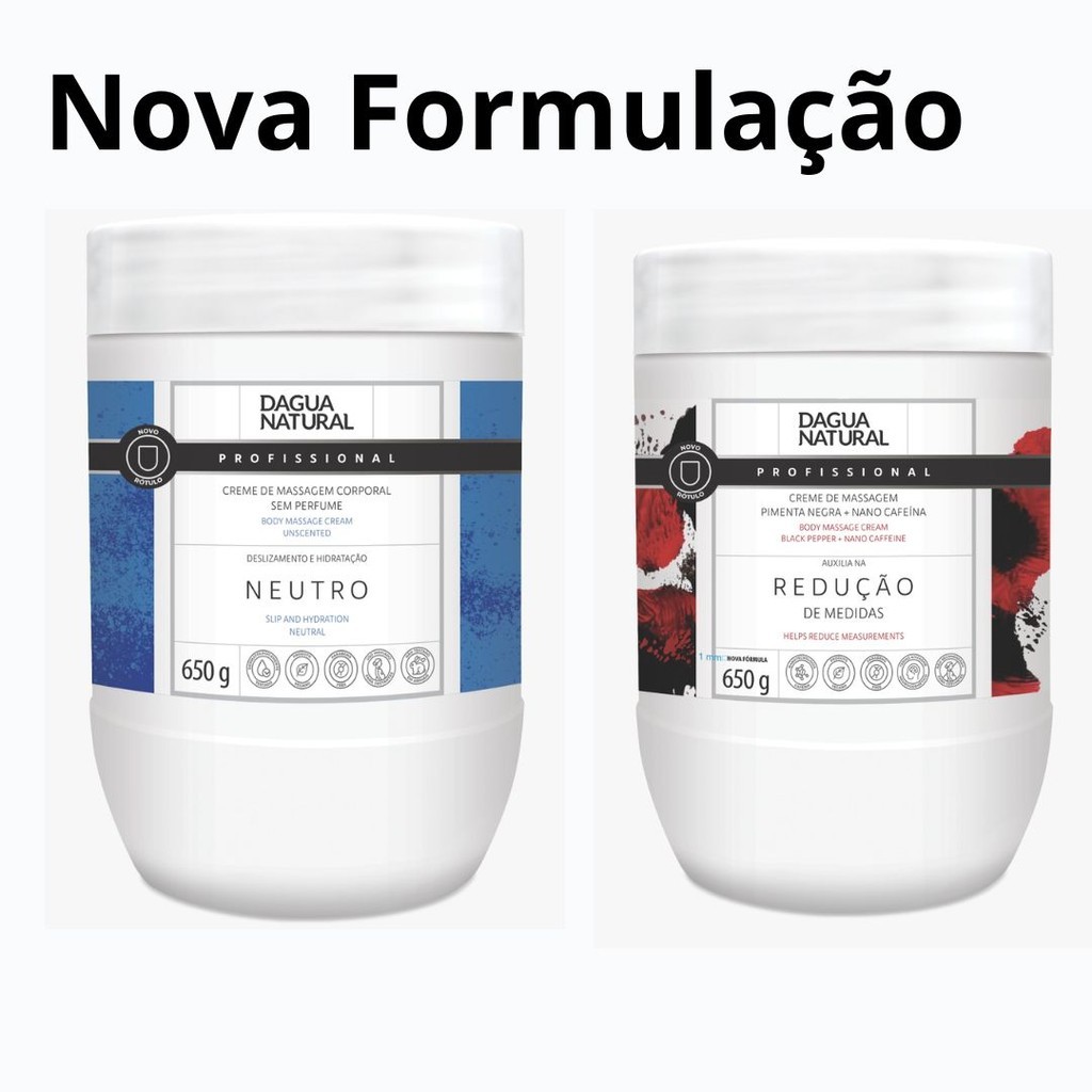 Kit D'agua Natural Com Creme Neutro 650g + Creme Pimenta Negra 650g