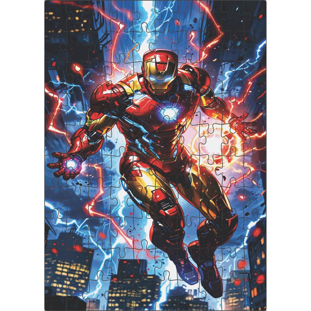 Quebra-cabeça Infantil Educacional Feito em Madeira (MDF) Homem de Ferro 20X28 cm 100 peças