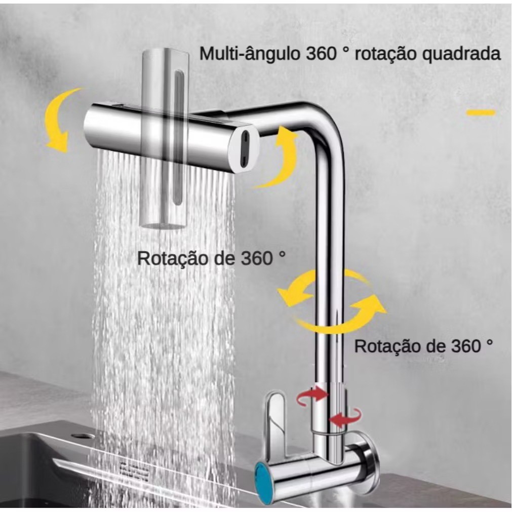 Torneira De Cozinha Cascata 360 Rotação 4 Funções Bocal em Oferta na Shopee