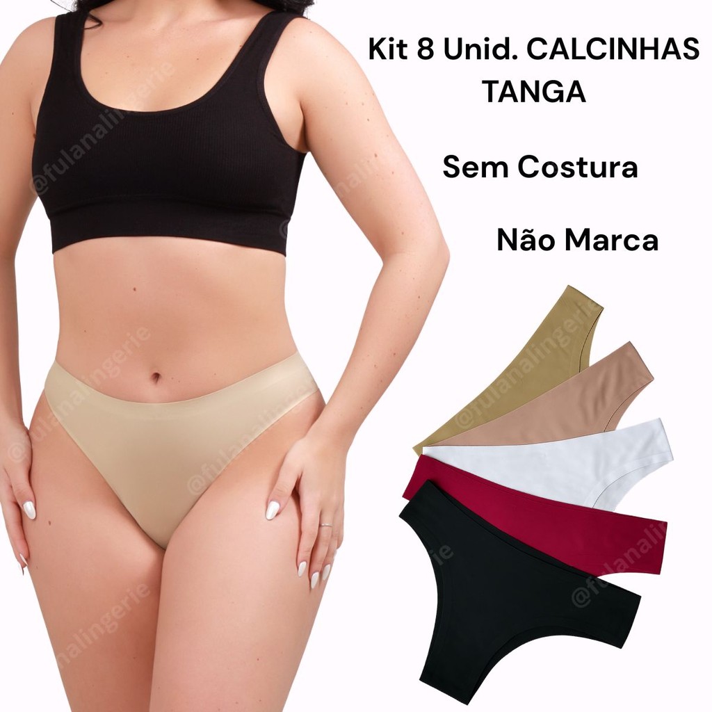 Kit 8 Calcinha Sem Costura Corte a Laser Tanga Conforto - Tanga Import