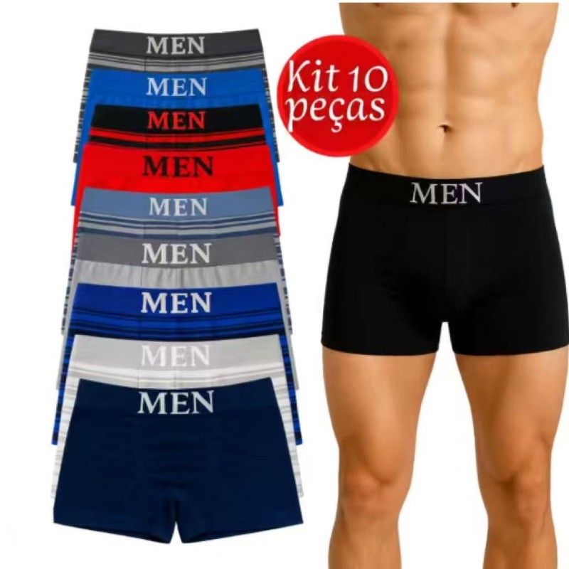Kit Até 10 Cuecas Adulto Boxer Box Microfibra Premium - Cores Aleatórias