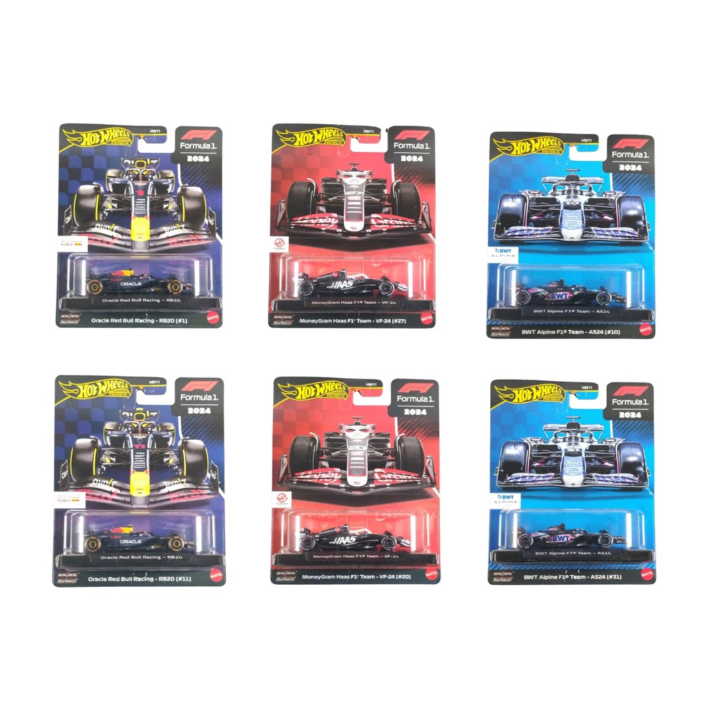 Hot Wheels Premium Formula 1 Redbull Haas Alpine Set c/ 06 Miniaturas HRV11