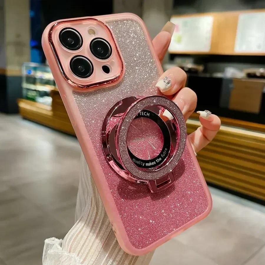 Para Xiaomi 17T Pro 17 Max Câmera Protetor Lente Filme Caso De Telefone Mi Anel Suporte Glitter Gradiente Silicone Capa