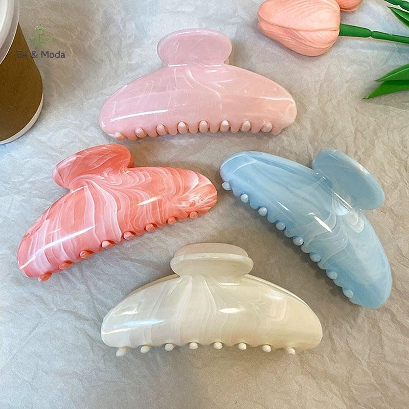 EA & Moda Listras De Mármore Garra De Cabelo Acrílico Colorido Clipe Feminino Caranguejo Grampos Meninas Compõem Ferrame