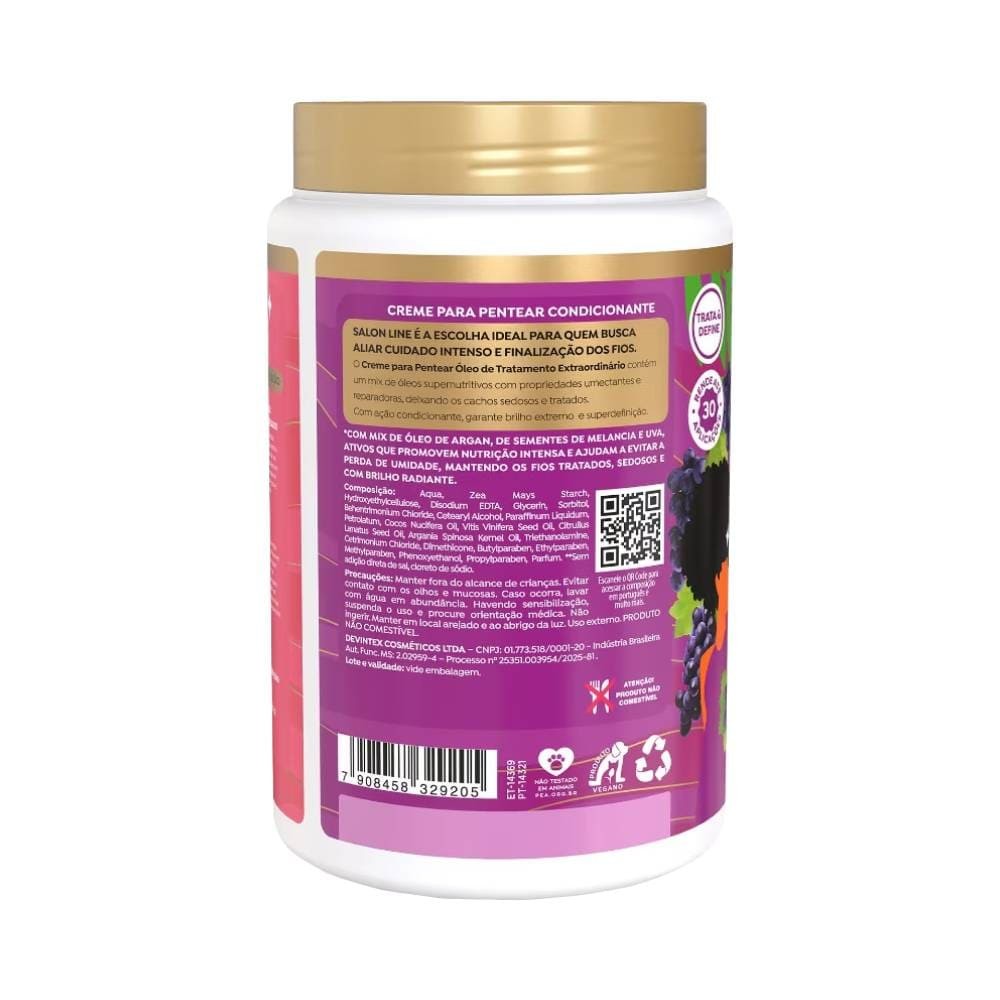 Creme para Pentear Salon Line Uva + Melancia Óleo de Tratamento Extraordinário 1kg