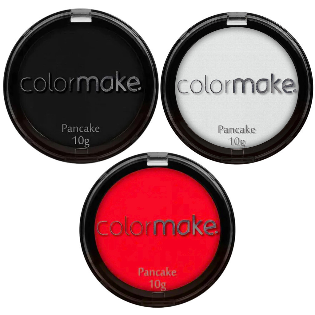 3 Pancake Colormake Preto, Branco e Vermelho para Halloween