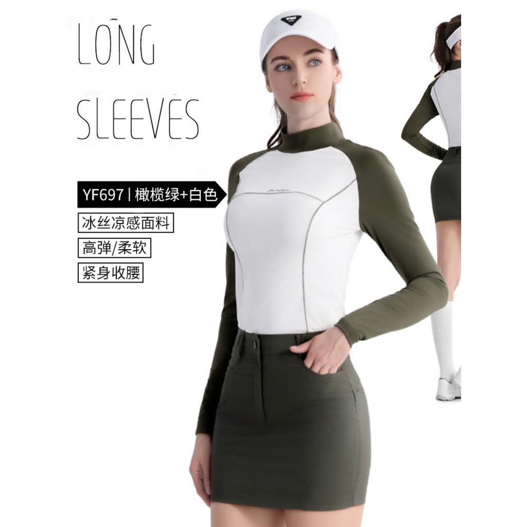 PGM novo estilo roupas de golfe senhoras manga comprida camiseta superior protetor solar alta elástica mais magro olhar 