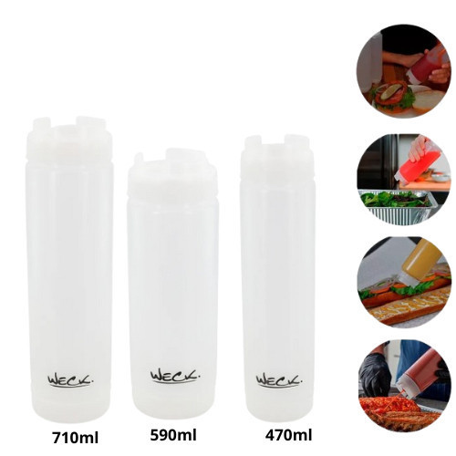 3 Unidades Bisnaga Invertida Profissional 470ml 590ml 710ml Para Molhos Weck