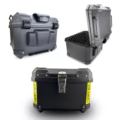Bauleto Bau 45 Litros Plastico ABS Preto Com Encosto Com Suporte Completo