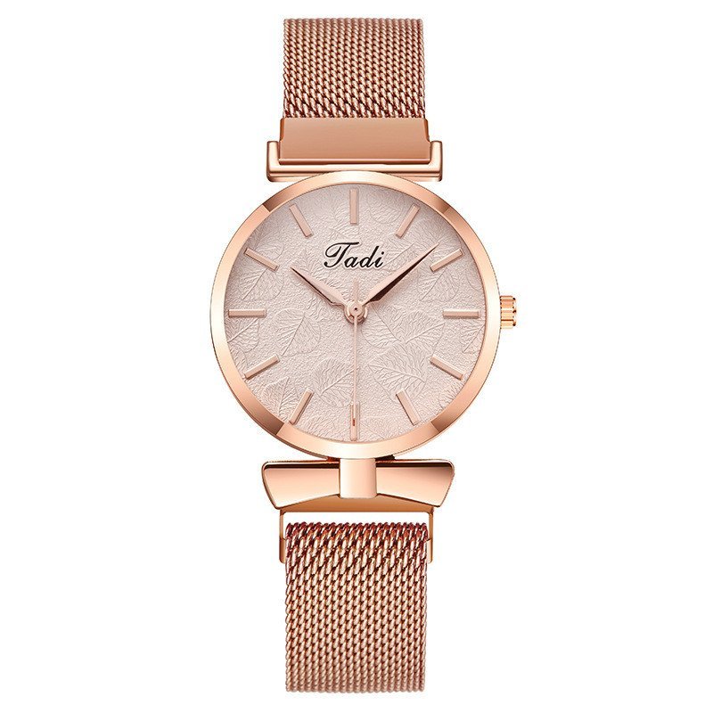Relógio Feminino Elegante com Padrão de Laço e Folha, Relógio de Quartzo, Estilo Casual, Relógio de Pulso Feminino Seiko