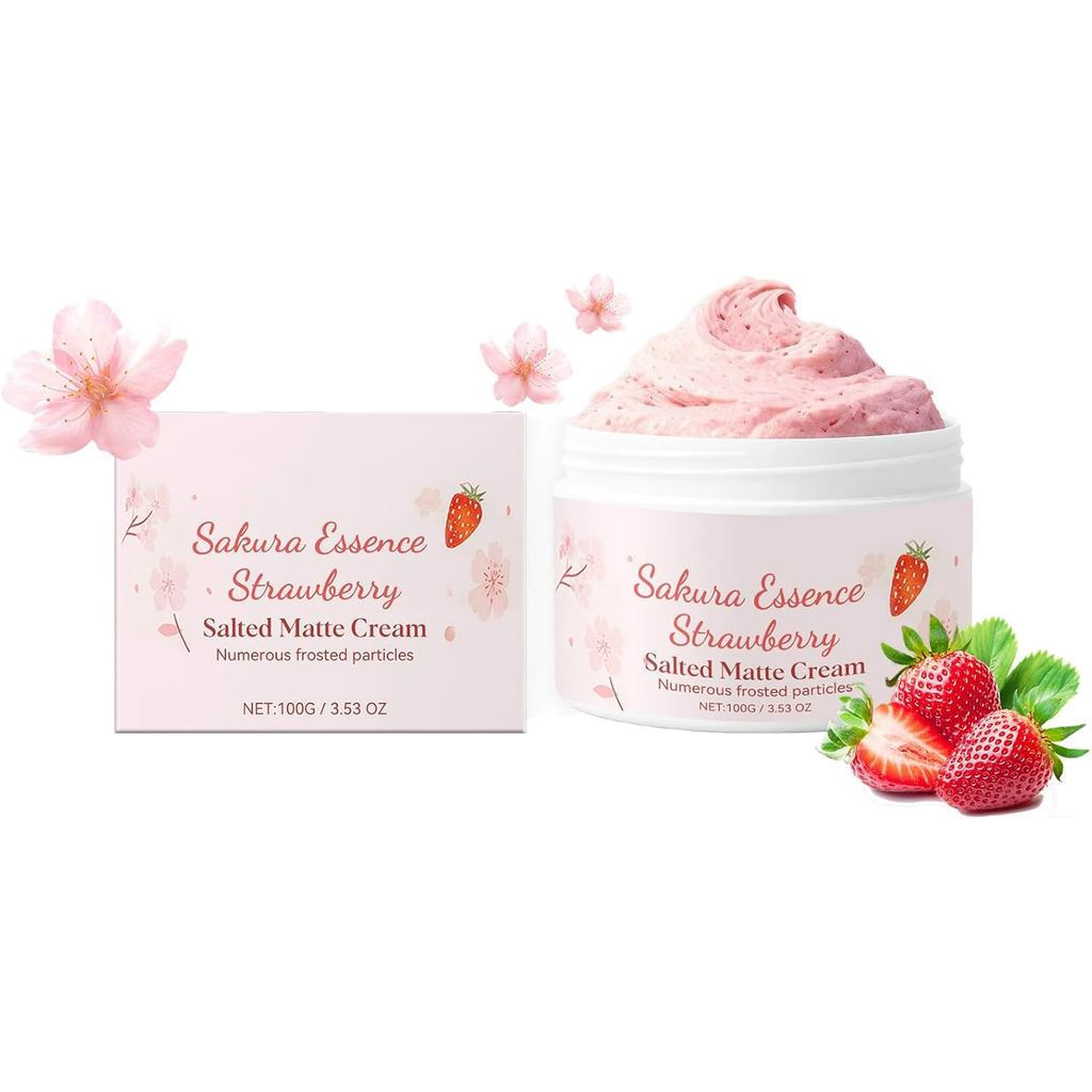 Esfoliante de Flor de Cerejeira e Açúcar de Morango, Esfoliante para Corpo e Pés, Esfoliante Suave para Cuidados Corpora