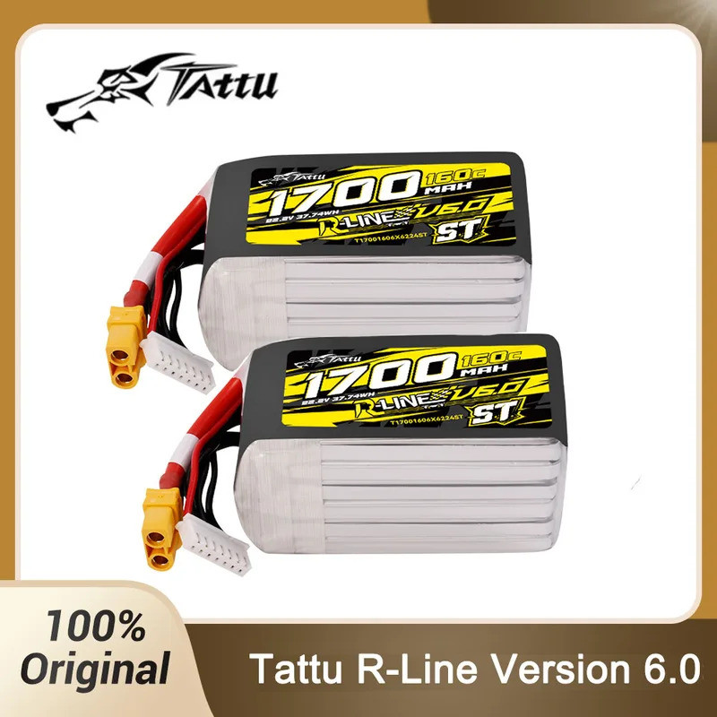 Nova Bateria Tatu R-Line 6.0 1700mAh 6S Lipo 160C 22.2V ST SQ XT60 Plug Para Drone De Corrida RC Helicóptero Quadcopter
