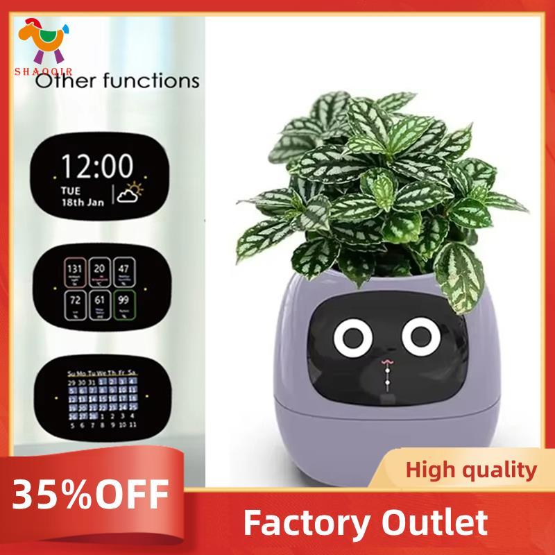 AI Pet Flowerpot Plantio Robô 7 Sensores Inteligentes Plantador Inteligente Planta Tempo Temperatura Display Vasos De Fl