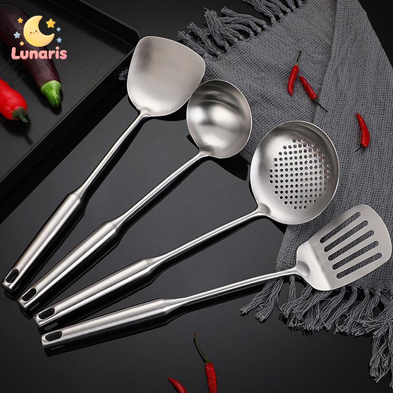 Lunaris 304/201 Espátula De Aço Inoxidável E Colher Isolamento Térmico Alça Oca Panelas Utensílio Cozinha Para A Família