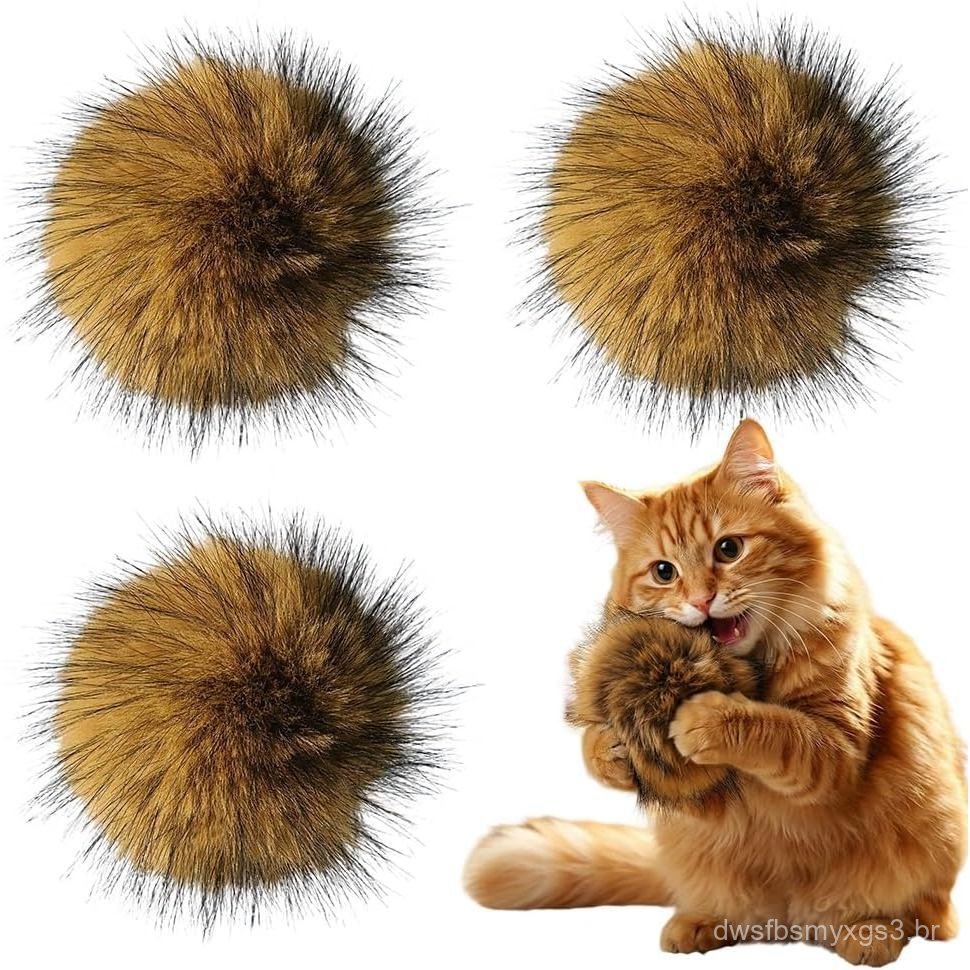Bola de Brinquedo de Pelo Sintético de Coelho, Novas Bolas Macias de Pelo de Coelho 2026, Brinquedo Fofo para Animais de