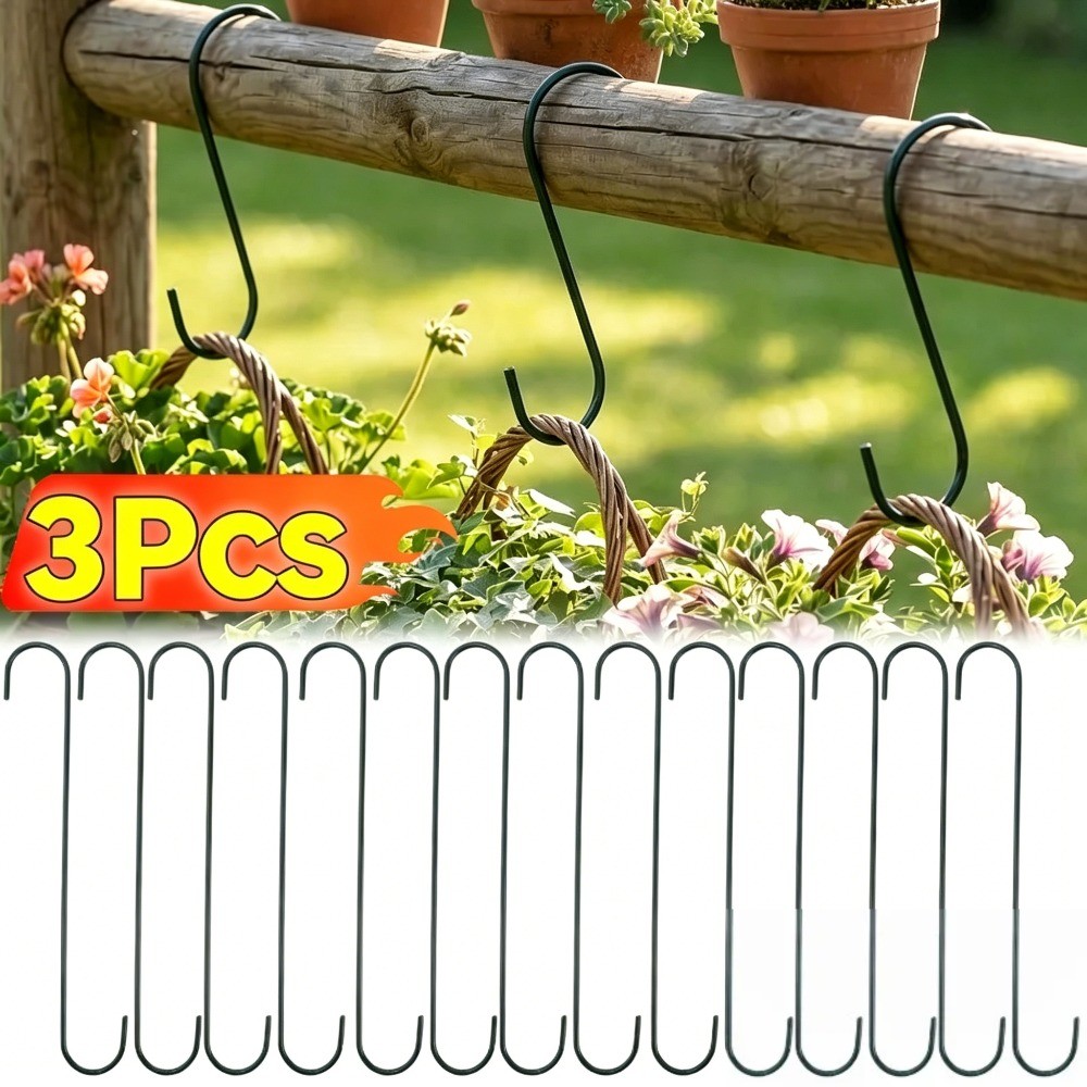 Ganchos Em Forma De S Engrossados Sem Broca Ferro Jardim Varanda Corrimão Vaso De Flores Cabide Carga Pesada Rolamento P
