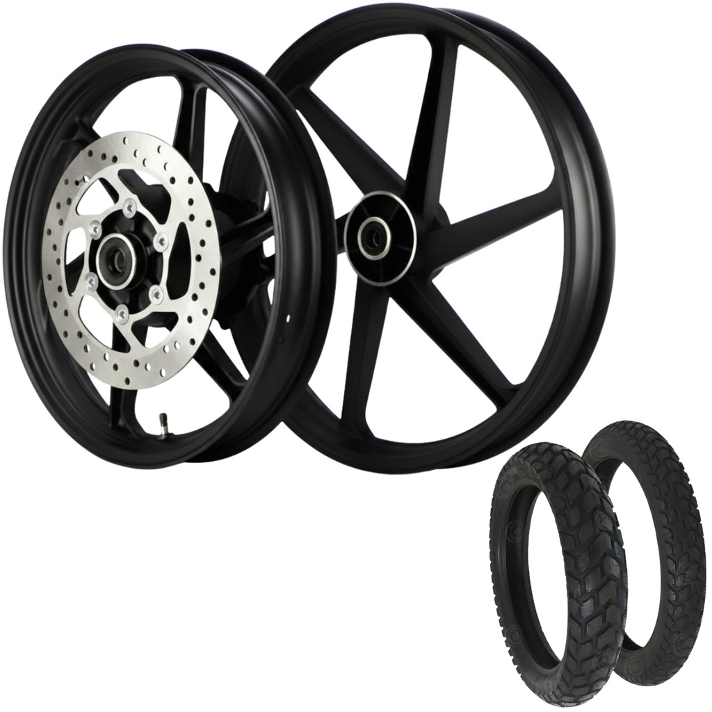 KIT RODA LIGA HONDA BROS 160 2015 A 2022 XRE 190 2016 A 2023 6P FREIO DISCO COM PNEU MT60 90/90-19 52P + 110/90-17 60P