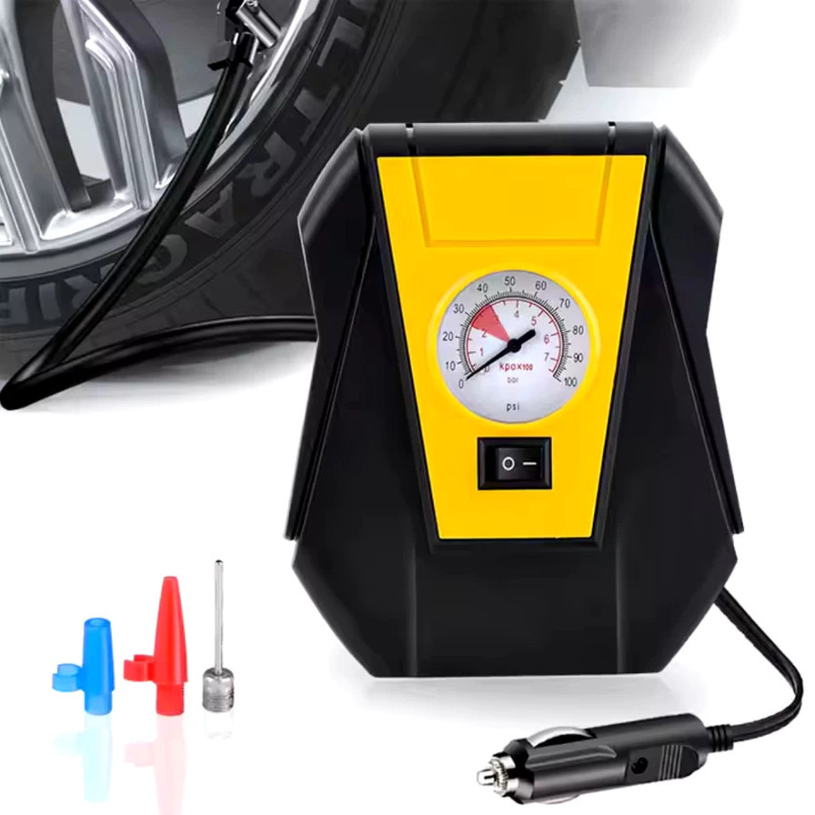 Mini Calibrador Pneus Elétrico Portátil 150 PSI Carros/Motos Compressor de Ar 12V Painel Analógico