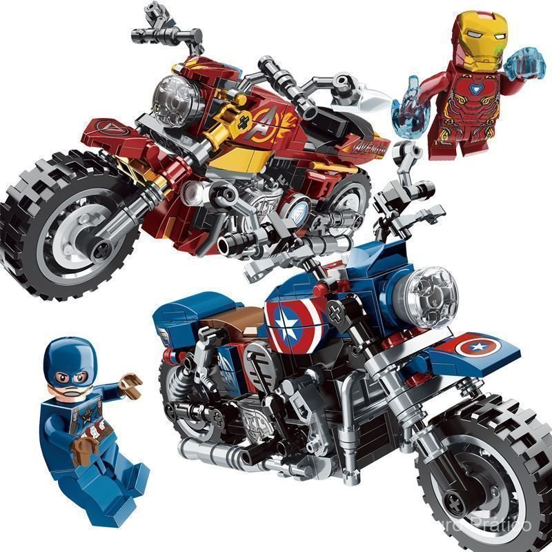Compatível com Lego, Motocicleta do Capitão América, Homem de Ferro, Marvel, Vingadores, Blocos de Construção de Super-H