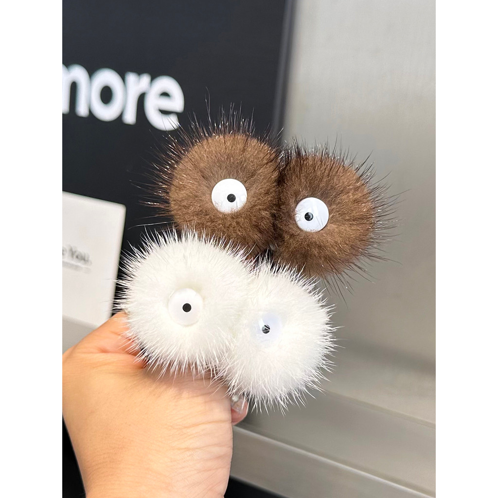 Coreano simples Real vison anel de cabelo de pelúcia bonito olhos grandes rabo de cavalo cabeça corda influenciador fran