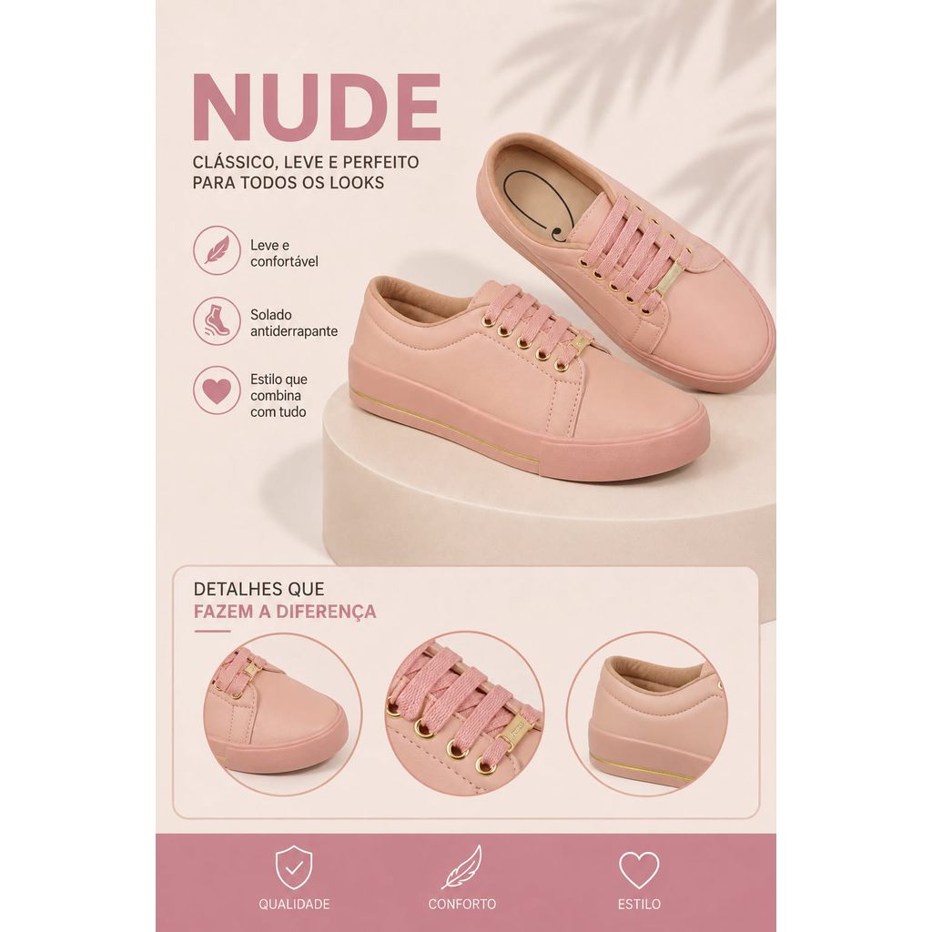 Tênis Feminino Sapatênis Casual Urbano Lançamento Fashion Confortável