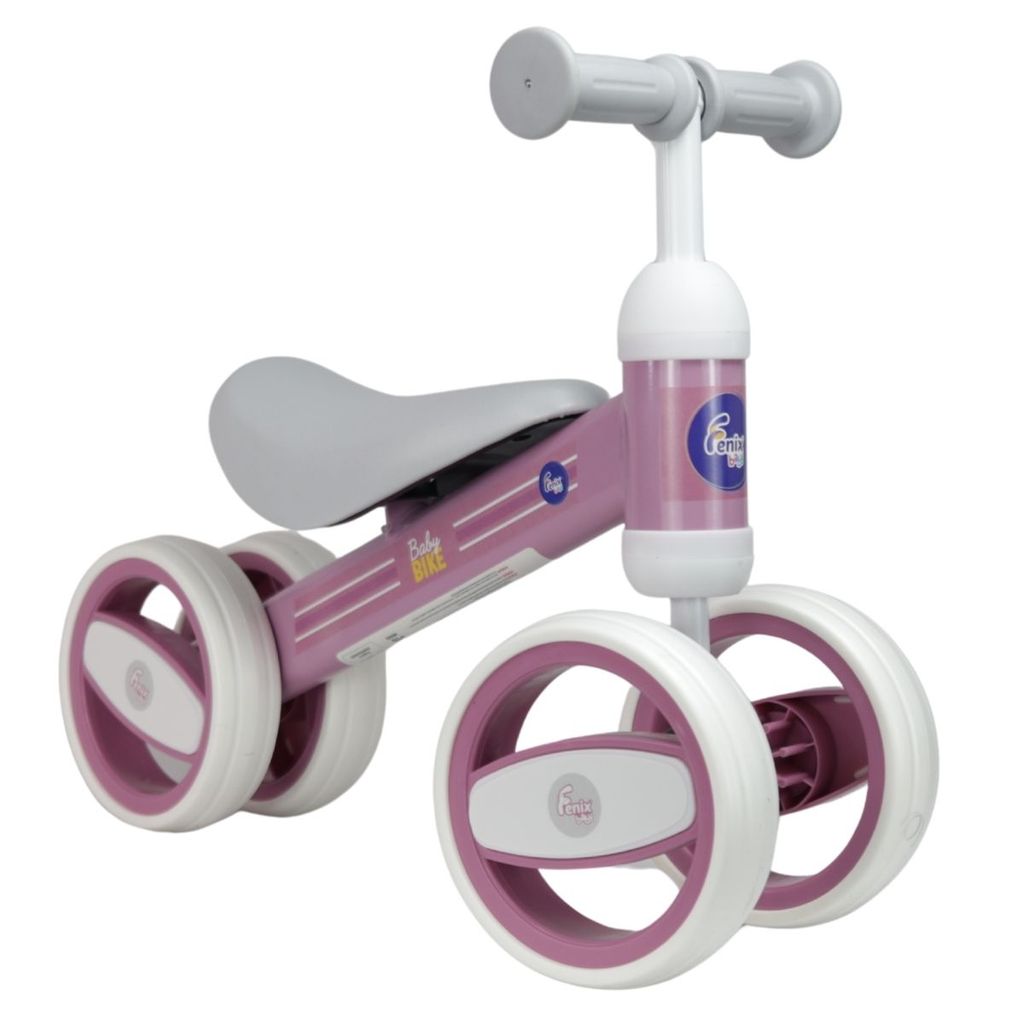 Bicicleta De Equilíbrio 4 Rodas Fenix Infantil Sem Pedal Cor Rosa