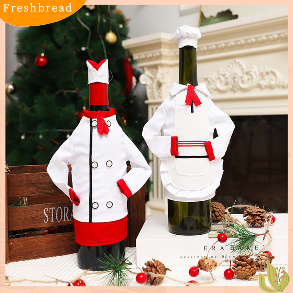 (cactus01) 1 Conjunto De Capa Para Garrafa De Vinho , Mini Roupas De Chef , Chapéu , Botões , Renda , Natal , Manga , En