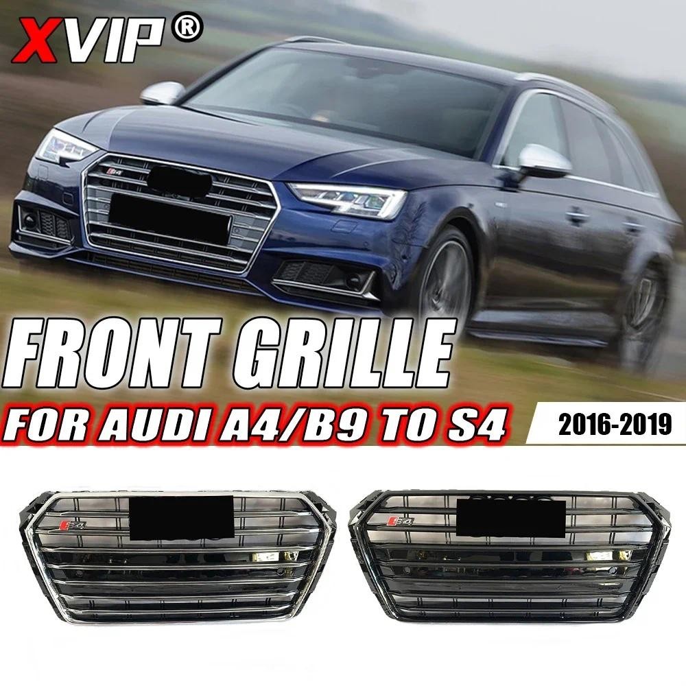 XVIP Grade De Para-Choque Dianteiro Cromada Prateada E Preta , Adequada Audi A4 S4 B9 2016-2019 A S4 Estilo Superior De