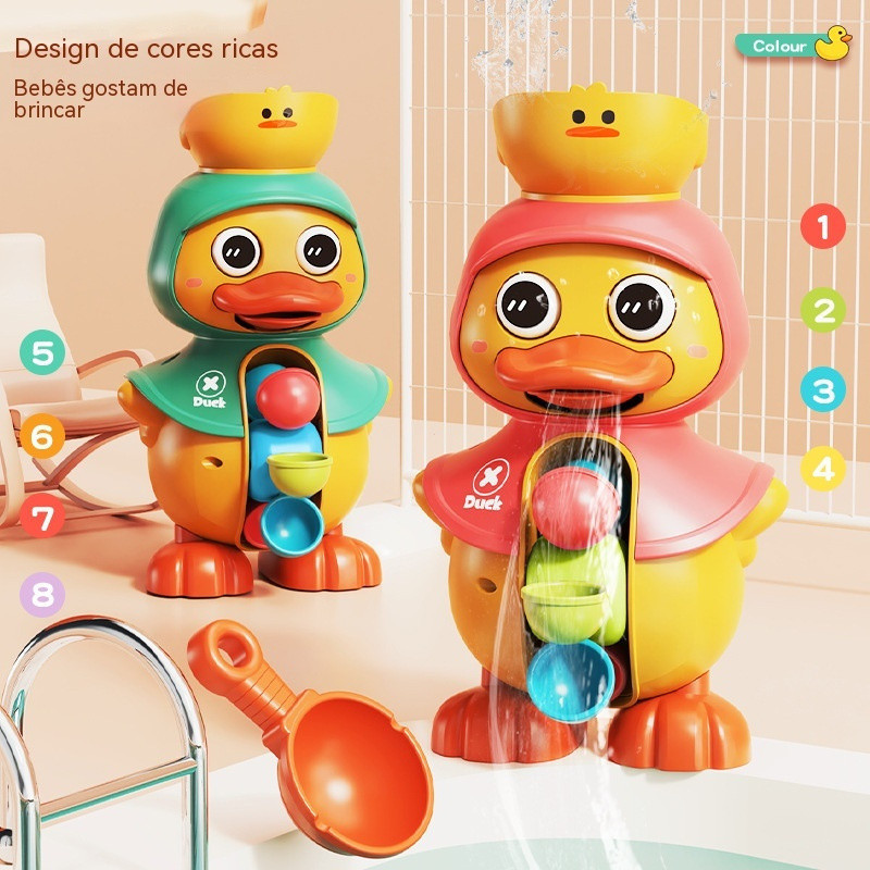 Brinquedos Giratórios De Banho De Pato Com Roda De Água Kawaii Para Bebês E Pequenos