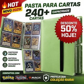 Pasta para Cartas Colecionáveis Premium 240+ Capacidade 4 Bolsos PU Impermeável Pokémon Yugioh Magic