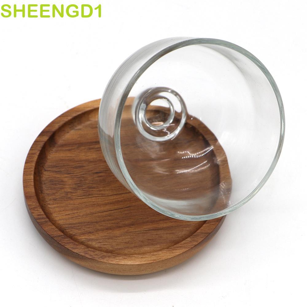 SHEENGD1 Bandeja De Servir Com Cúpula De Vidro Mini Mousse Prato De Bolo Doméstico Suporte Para Cupcake