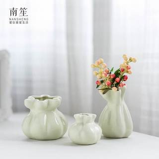 Pequeno pequeno fresco simples hidropônico ornamentos saco de dinheiro cerâmica pequeno vaso flores secas arranjo flor c