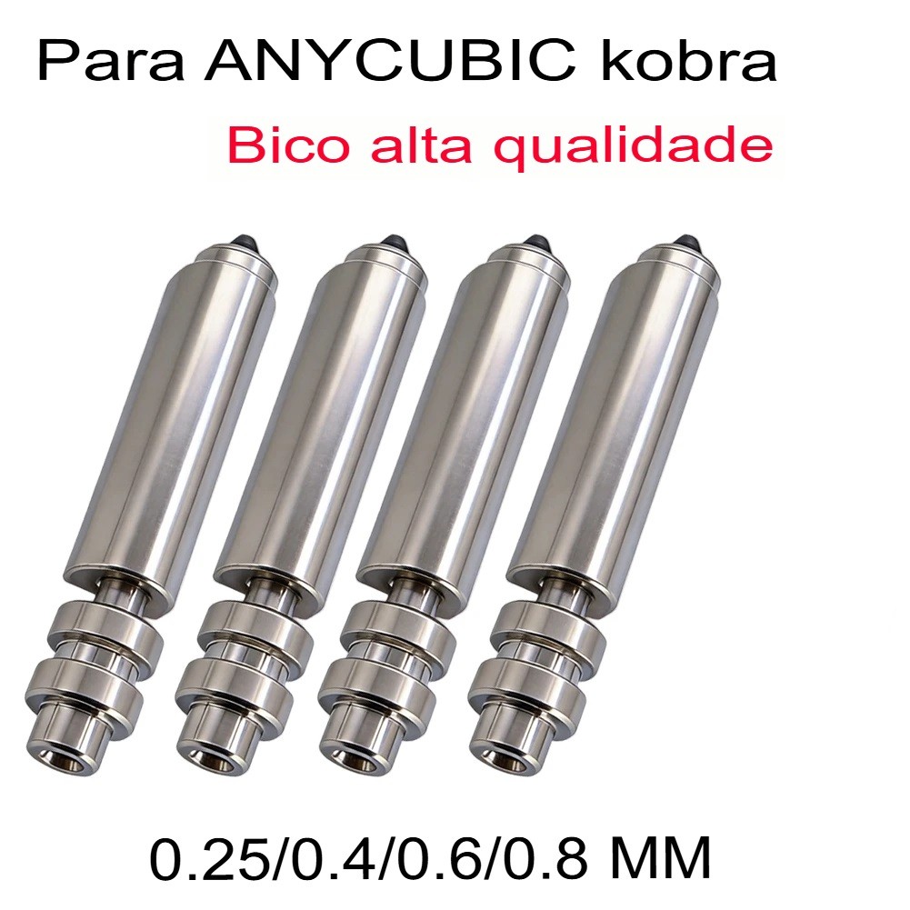 Bico Hotend Bimetálico Anycubic Kobra - Troca Rápida Aço Endurecido 0.4mm, 0.6mm, 0.8mm, 0.25mm