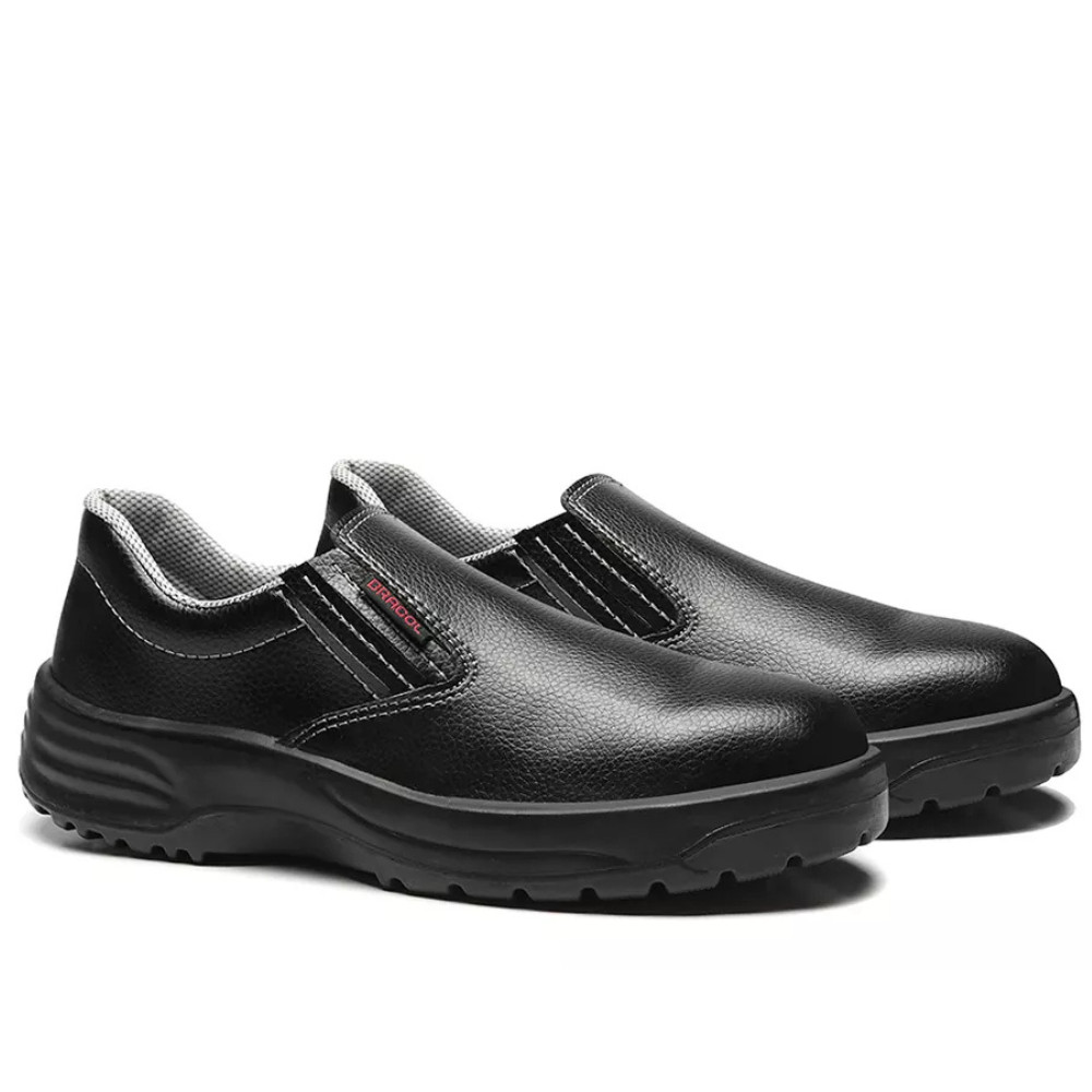 Sapato Seguranca Bracol Service Microfibra Preto Elastico Bico Plastico Solado PU SRC