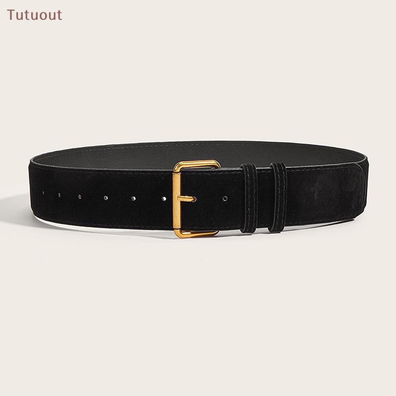 Cinto Largo de Couro de Lama Design Luxuoso para Mulheres TUTU Moda Casual com Fivela de Pino Cinto de Negócios para Rou