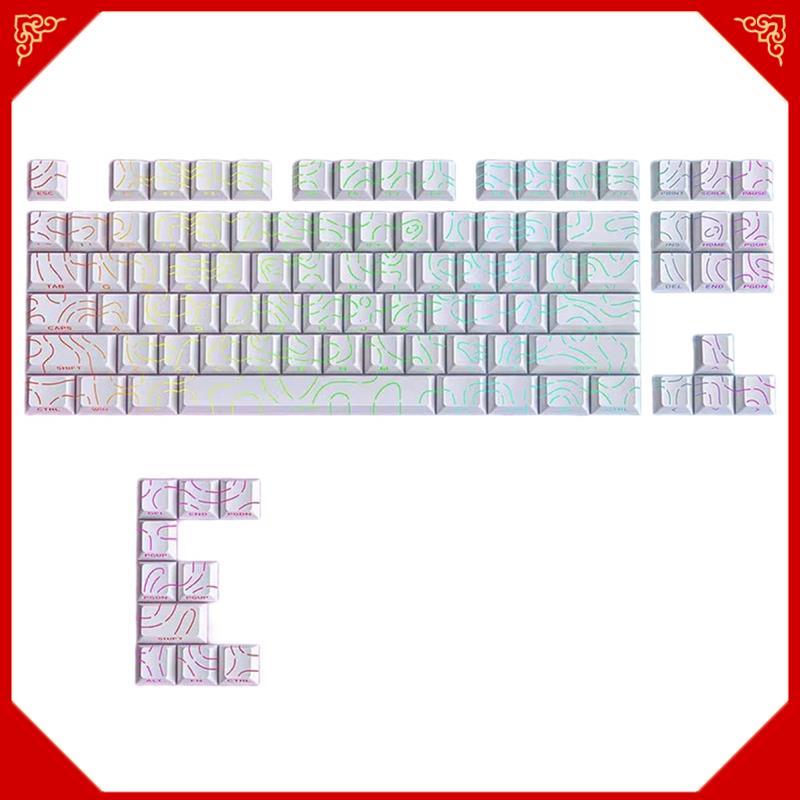 PBT Double Shot Keycaps 97 Teclas Cherry Profile Contour Lines Retroiluminado Translúcido Para Teclado MX Mecânico