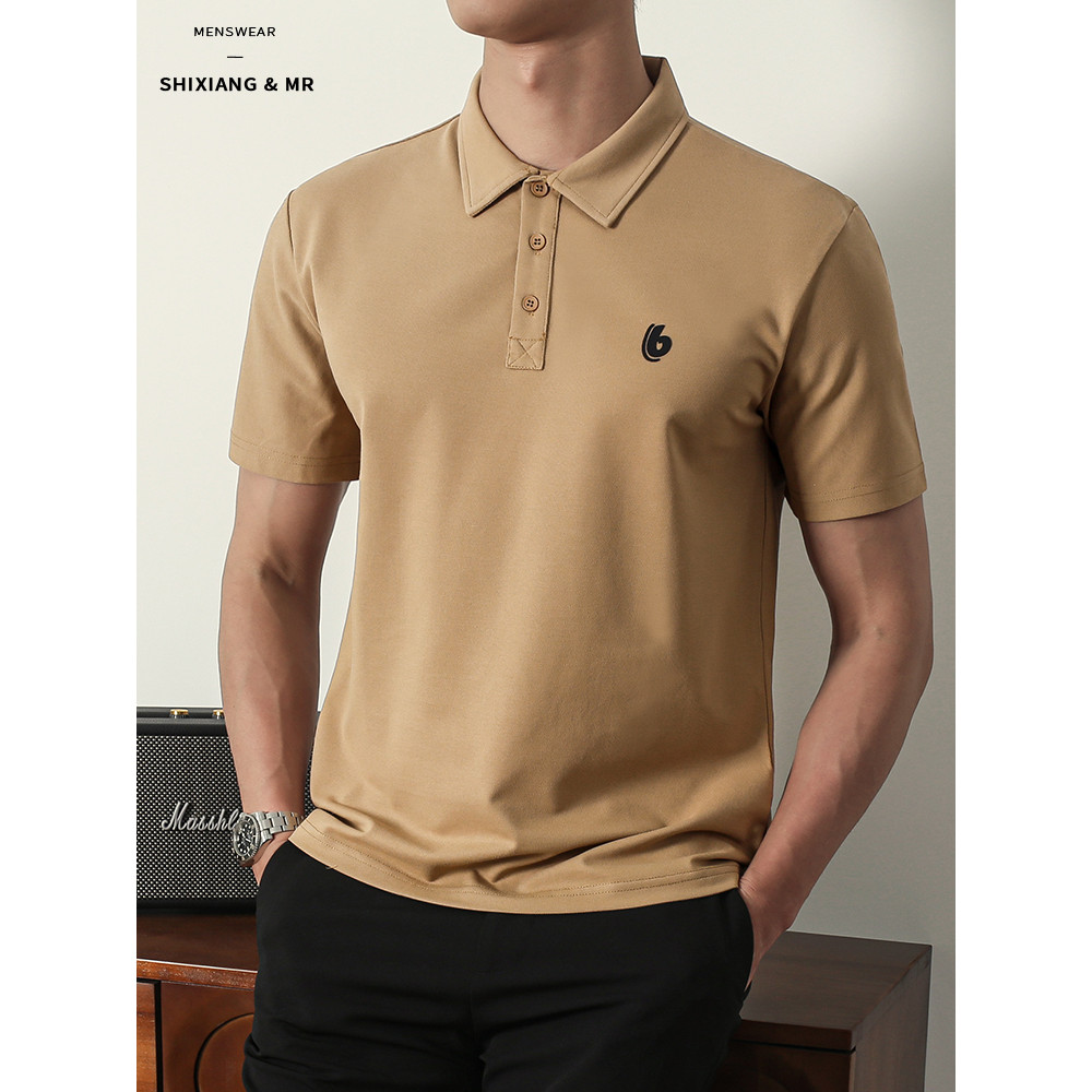 Versão coreana plâncton camisa polo masculina de manga curta Street Wear lapela camiseta 2024 verão estilo fino respiráv