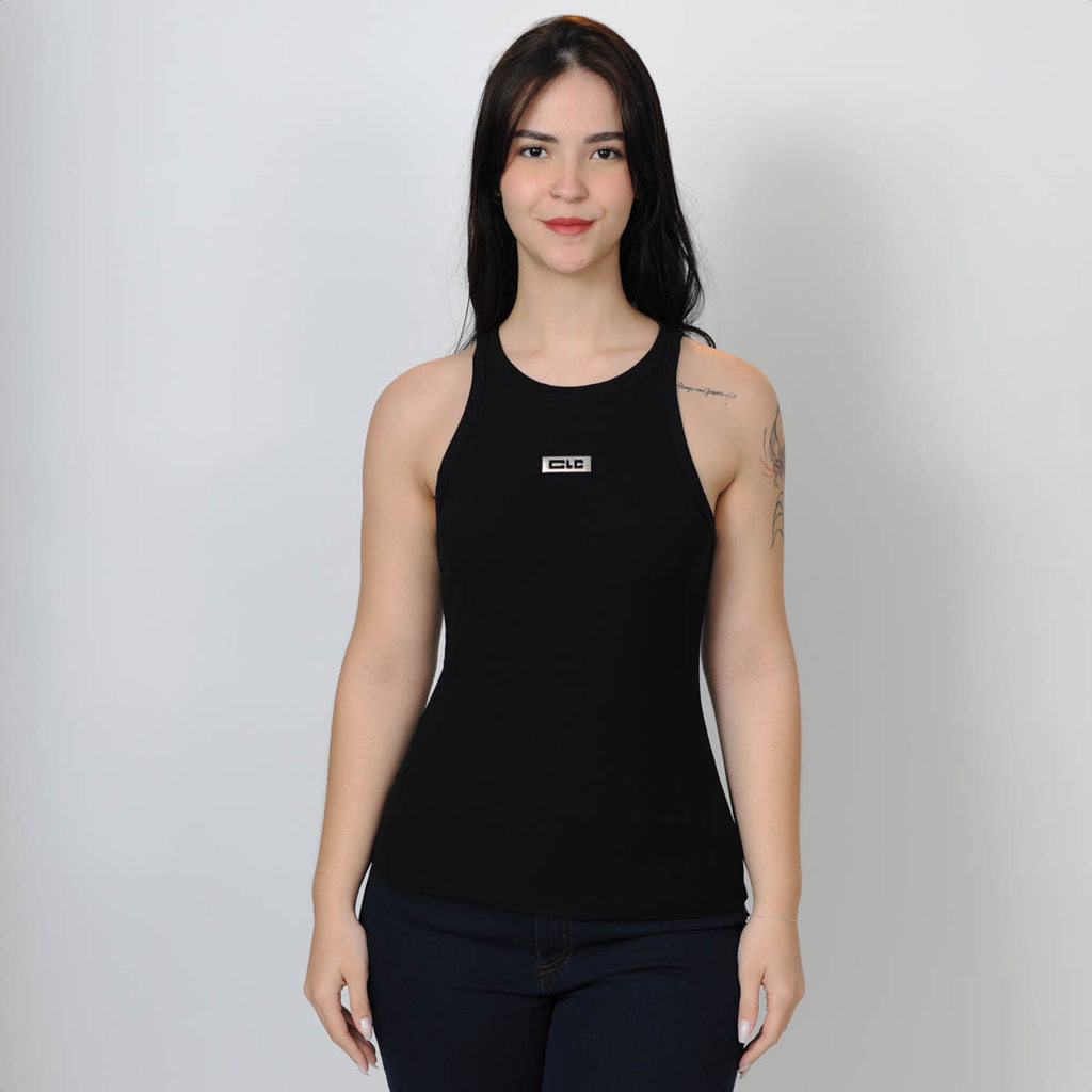 Camiseta Regata CLC Colcci Canelada Slim Preto - Feminino