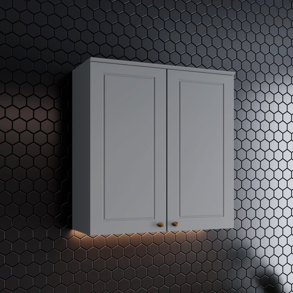 Armário Aéreo 80cm 100% MDF 02 Portas Cinza Americana Cinza