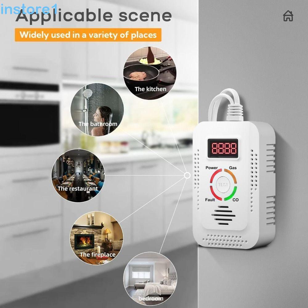Alarme De Gás Combustível INSTORE , Sistema De Detecção De Aviso Sonoro Com Display LCD , Plug & Play