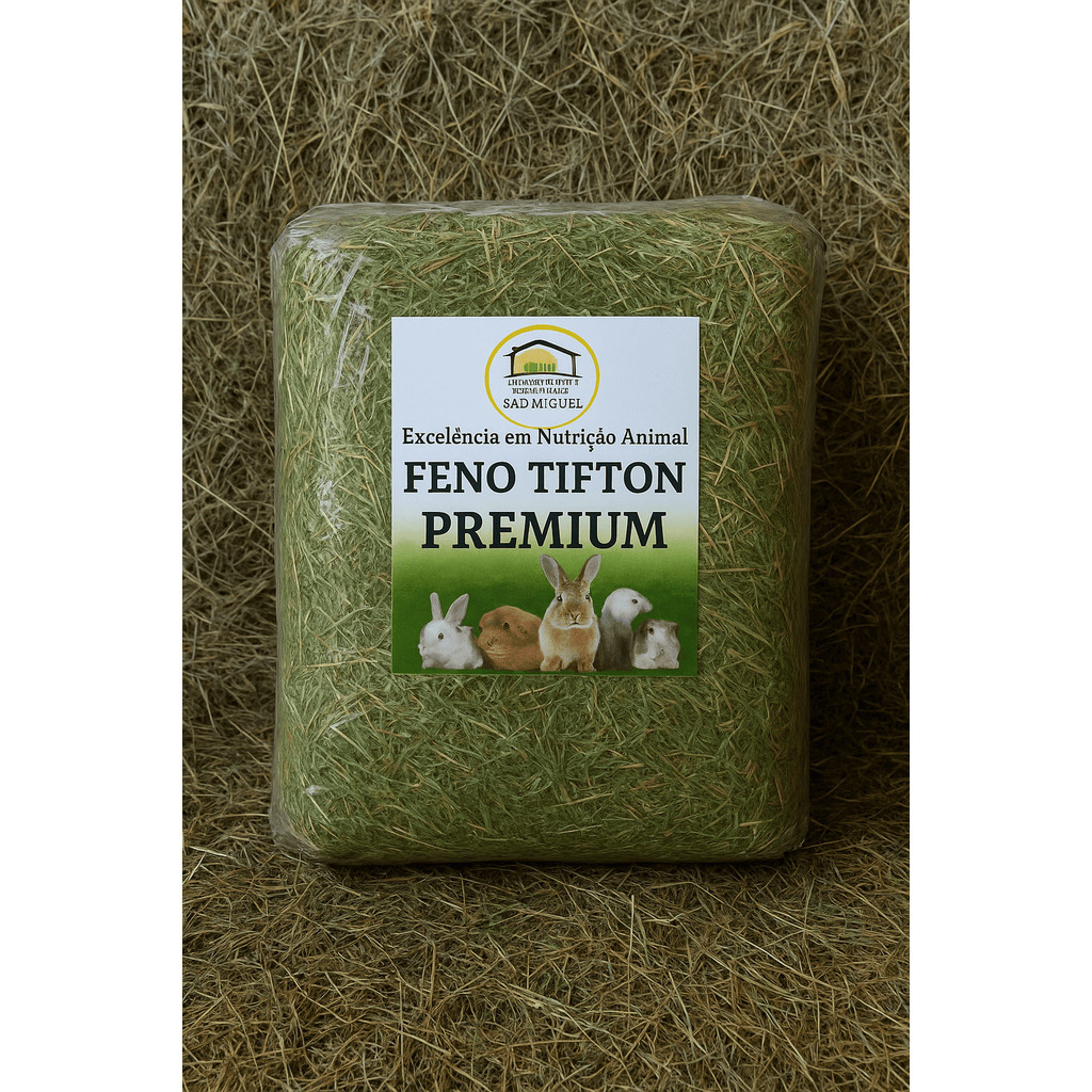 Feno 4kg Tifton Super Premium Coelho Porquinho da Índia Hamsters Gerbil Auxilia Desgaste Dentário e Digestão de Roedores